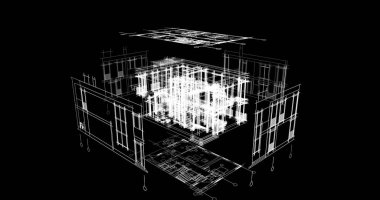 Mimari sanat konseptinde soyut çizgiler, minimum geometrik şekiller. 