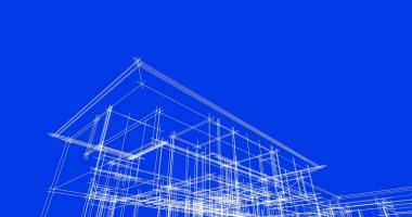 Mimari sanat konseptinde soyut çizgiler, minimum geometrik şekiller. 