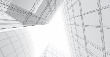 Arkaplanda mimari bina 3d illüstrasyon