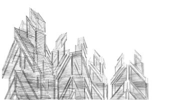 Mimari sanat konseptinde soyut çizgiler, minimum geometrik şekiller. 