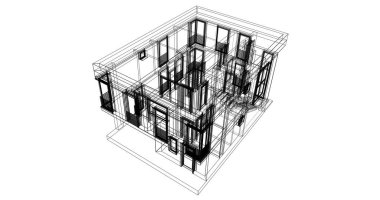 Mimari sanat konseptinde soyut çizgiler, minimum geometrik şekiller. 