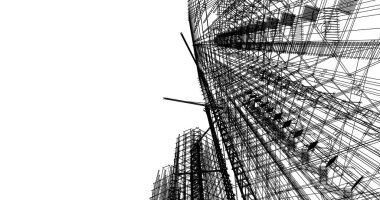 Mimari sanat konseptinde soyut çizgiler, minimum geometrik şekiller. 