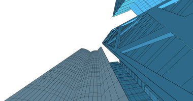 Arkaplanda mimari bina 3d illüstrasyon