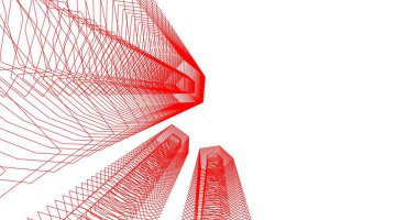 3d mimari duvar kağıdı tasarımı, dijital bina çizimi 