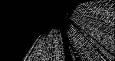 Mimari sanat konseptinde soyut çizgiler, minimum geometrik şekiller. 