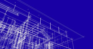 Arkaplanda mimari bina 3d illüstrasyon