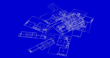 Mimari sanat konseptinde soyut çizgiler, minimum geometrik şekiller. 