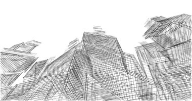 Mimari sanat konseptinde soyut çizgiler, minimum geometrik şekiller. 