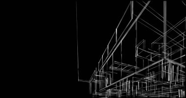 Arkaplanda mimari bina 3d illüstrasyon