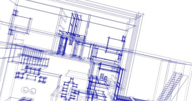Mimari sanat konseptinde soyut çizgiler, minimum geometrik şekiller. 