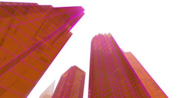 Arkaplanda mimari bina 3d illüstrasyon