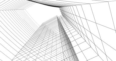 Mimari sanat konseptinde soyut çizgiler, minimum geometrik şekiller. 