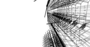 Mimari sanat konseptinde soyut çizgiler, minimum geometrik şekiller. 