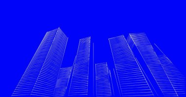 Arkaplanda mimari bina 3d illüstrasyon