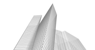 Arkaplanda mimari bina 3d illüstrasyon