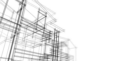 Mimari sanat konseptinde soyut çizgiler, minimum geometrik şekiller. 