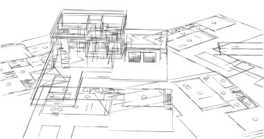 Mimari sanat konseptinde soyut çizgiler, minimum geometrik şekiller. 