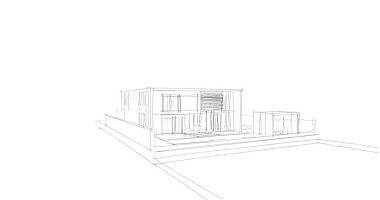 Mimari sanat konseptinde soyut çizgiler, minimum geometrik şekiller. 