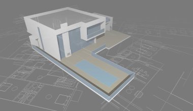 Mimari sanat konseptinde soyut çizgiler, minimum geometrik şekiller. 