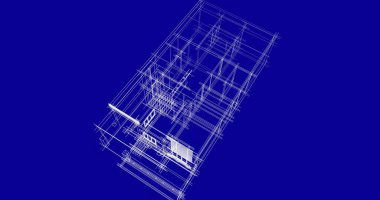 Arkaplanda mimari bina 3d illüstrasyon