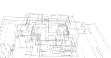 Mimari sanat konseptinde soyut çizgiler, minimum geometrik şekiller. 