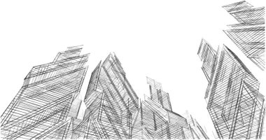 Mimari sanat konseptinde soyut çizgiler, minimum geometrik şekiller. 