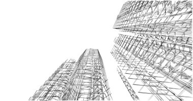 Mimari sanat konseptinde soyut çizgiler, minimum geometrik şekiller. 