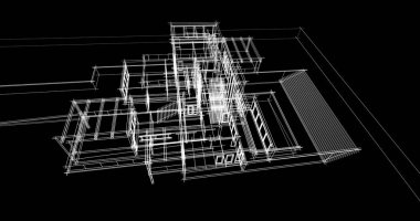 Arkaplanda mimari bina 3d illüstrasyon