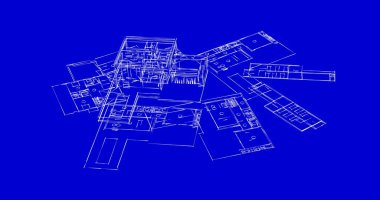 Mimari sanat konseptinde soyut çizgiler, minimum geometrik şekiller. 