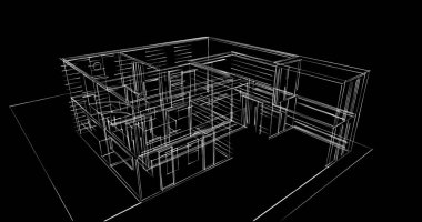 Arkaplanda mimari bina 3d illüstrasyon