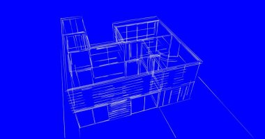 Arkaplanda mimari bina 3d illüstrasyon