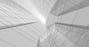 Arkaplanda mimari bina 3d illüstrasyon