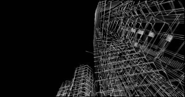 Mimari sanat konseptinde soyut çizgiler, minimum geometrik şekiller. 