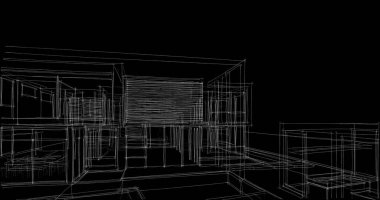 Arkaplanda mimari bina 3d illüstrasyon