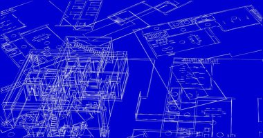 Mimari sanat konseptinde soyut çizgiler, minimum geometrik şekiller. 