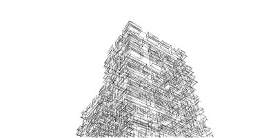 Mimari sanat konseptinde soyut çizgiler, minimum geometrik şekiller. 