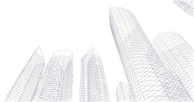 Arkaplanda mimari bina 3d illüstrasyon