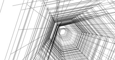 Arkaplanda mimari bina 3d illüstrasyon