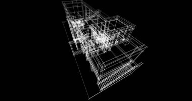Arkaplanda mimari bina 3d illüstrasyon