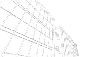 Mimari sanat konseptinde soyut çizgiler, minimum geometrik şekiller. 