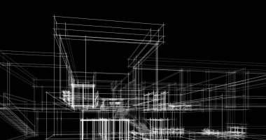 Arkaplanda mimari bina 3d illüstrasyon