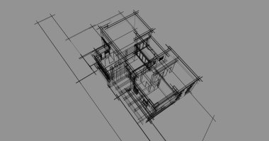 Mimari sanat konseptinde soyut çizgiler, minimum geometrik şekiller. 