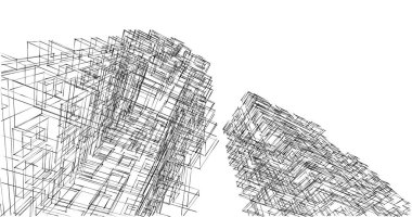 Mimari sanat konseptinde soyut çizgiler, minimum geometrik şekiller. 