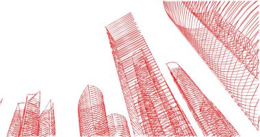 Arkaplanda mimari bina 3d illüstrasyon