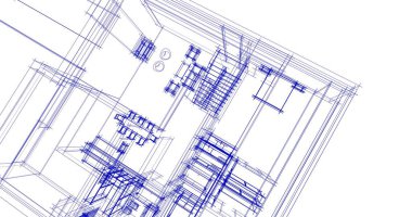 Mimari sanat konseptinde soyut çizgiler, minimum geometrik şekiller. 