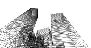 Arkaplanda mimari bina 3d illüstrasyon