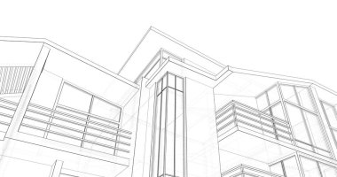 Mimari sanat konseptinde soyut çizgiler, minimum geometrik şekiller. 