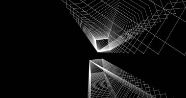 Mimari sanat konseptinde soyut çizgiler, minimum geometrik şekiller. 