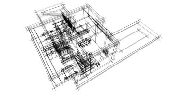 Mimari sanat konseptinde soyut çizgiler, minimum geometrik şekiller. 