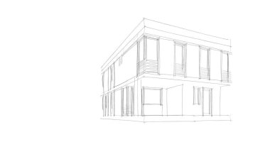 Arkaplanda mimari bina 3d illüstrasyon